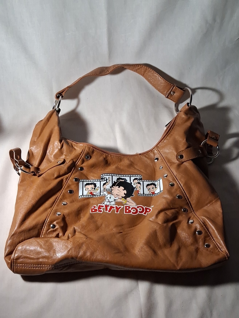 Vintage 2006 Betty Boop Brown Shoulder Bag with Stud Accents